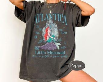 Chemise petite sirène Disney, chemise Atlantica est 1989, chemise sirène Ariel, chemise princesse Disney, chemise Ariel rétro vintage