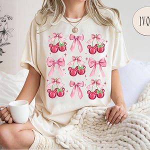 Coquette Bow Disney Cherry Shirt, Mickey Cherry Bow Shirt, Disney Cherry Valentine Shirt, Disneyworld Shirt