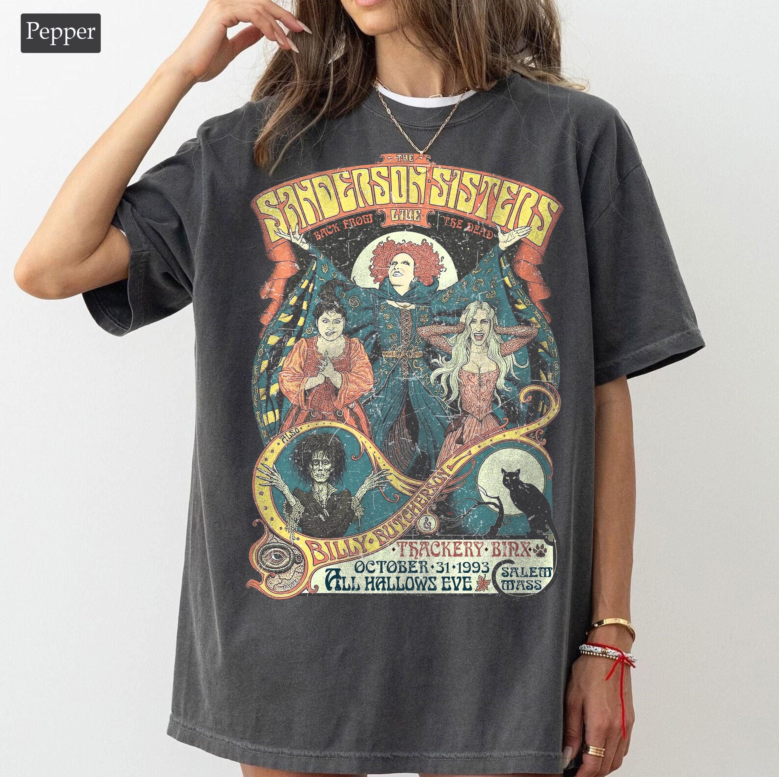 T-shirt Hocus Pocus Sanderson Sisters - Film Rétro 90's, 100% Coton Bio, Imprimé Flamme Noire, Taille XXL