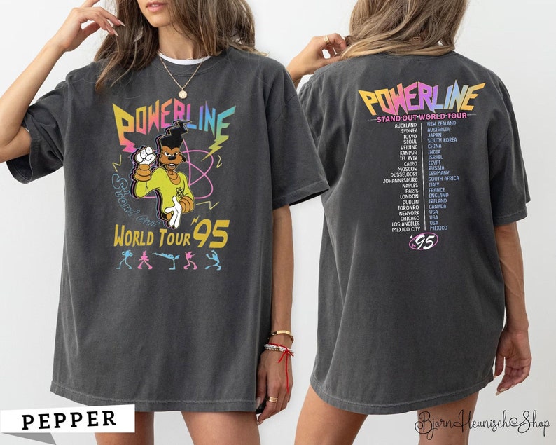 Retro Disney Powerline Shirt, Powerline Stand Out Tour Shirt, Powerline Shirt, Goofy Movie Shirt, Powerline World Tour, Disney Goofy Movie image 1