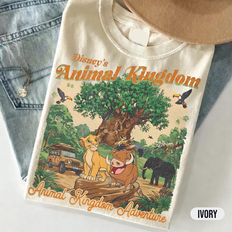 Retro 90s Disney Animal Kingdom Lion King Shirt, Hakuna Matata Shirt, Walt Disney World Safari Tee, Jungle Safari T, Disney Trip 2026 Shirt Ivory/Natural/Sand