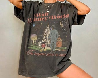 Retro Walt Disneyworld Happiest Place on Earth Shirt, Mickey And Walt Disney Shirt, Disney 2026 Trip, Disneyworld Shirt, Retro Disney Shirt