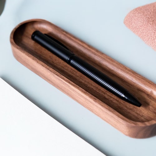 CTXDLK Wood Pen Holder Solid Wood Slanted Pen Holder Office Stationery Organizer For Office, School
