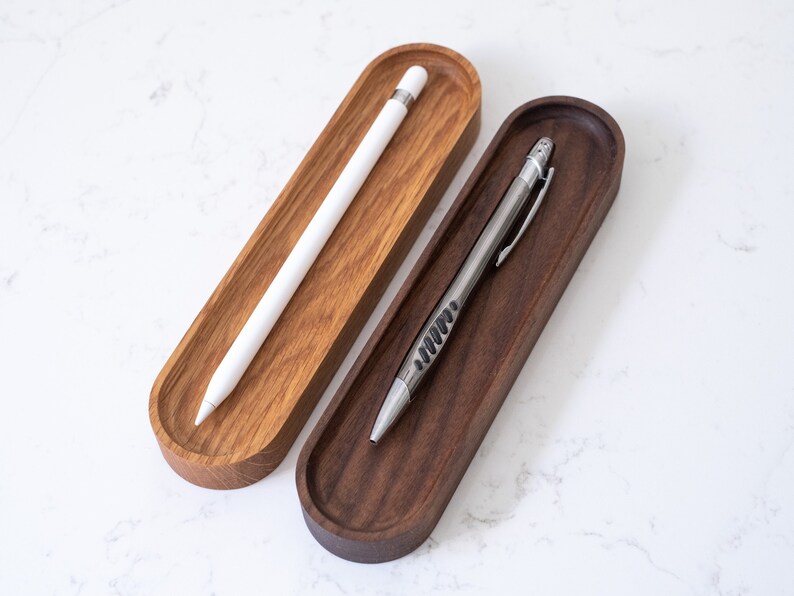 Hardwood Pen Holder Tray Desk Organization Black Walnut Etsy