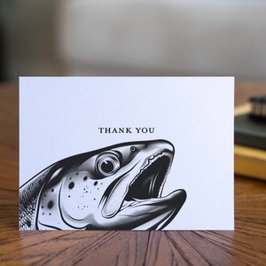 Tarjetas de agradecimiento por la pesca con mosca: 24 tarjetas con sobres, juego de papelería, regalo para pescadores