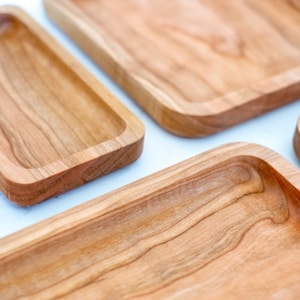Cherry Wood Catch Trays  | Modern Hardwood Valet & Catch All Decor