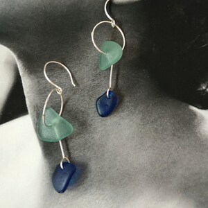 Blue sea glass  earrings - beach glass earrings - Beach jewelry - Sea glass earrings - Hippie earrings - Sea glass jewelry - Summer jewelry