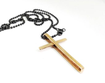 Faith - Bronze cross with silver chain - Cross pendant