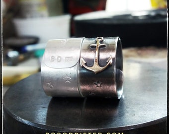 Silver anchor ring - 925 sterling silver - Silver band ring - Sailor ring - Pirate ring - Statement ring -