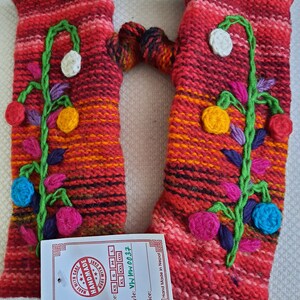 Gloves Gift ExtraWarm Hand Knitted Sherpa Woollen HandwarmerFleece Lined with Unique Design 100 percent wool Handmade cosy trendy mitten