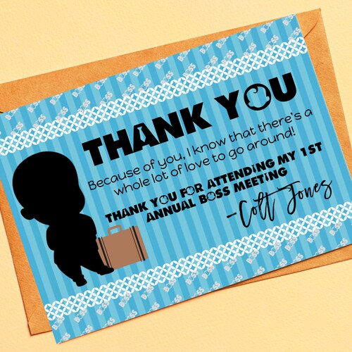 Baby Boss Birthday Thank You Card Canva Printable Template Etsy