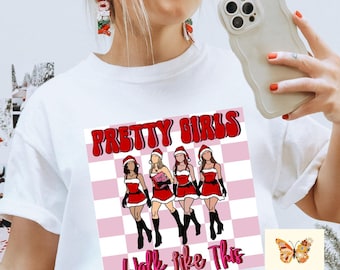 Retro Christmas png, funnychristmas png, digital png, mean girls png, download, sublimation transfer, pretty girls walk like this png, santa