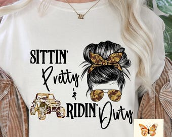 Schlammreiten ATV Messy Bun Png, Sitzen Hübsche & Rdin Schmutzige Sublimation, Atv Rdin Design, Land Südliche Mädchen, Seite an Seite Rdin RZR Camo