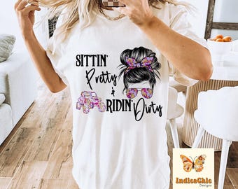 Schlammreiten ATV Messy Bun Png, Sitzen Hübsche & Rdin Schmutzige Sublimation, Atv Rdin Design, Land Südliche Mädchen, Seite an Seite Rdin RZR Camo