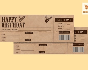 Happy Birthday Concert Ticket, Printable Concert Ticket, Printable Tickets, Surprise Concert Ticket for Birthday, Country Printable Ticket