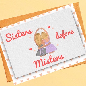 Galentines, Galentine’s Day Card, Galentine Instant Download, Printable, Digital E-card | 7x5 | Folded or Flat Card, Sisters Over Misters 4