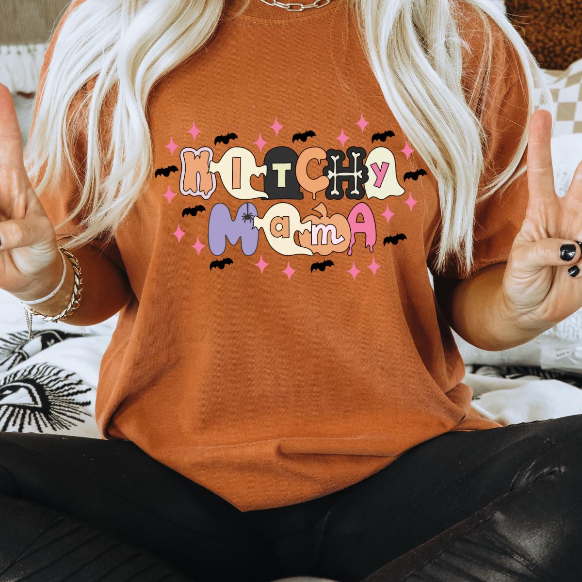 Witchy Mama PNG, Halloween PNG, Sublimation Design, Fall PNG, Halloween Clipart, Ghosts, Spooky Sublimation, Women Shirt, Retro Design