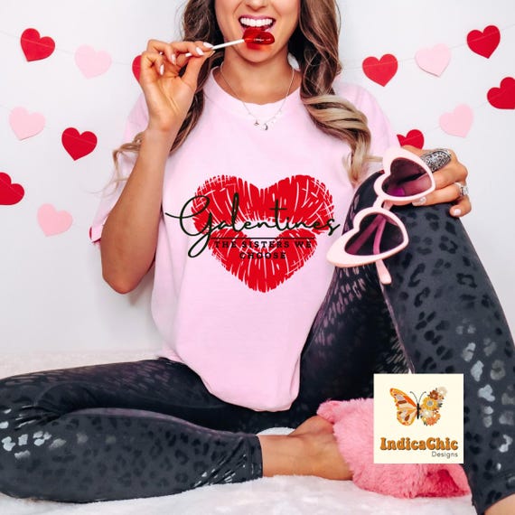 Galentines PNG and SVG, Sublimation Design, Galentines Day Shirt, Iron on Transfer, Download File, Friendship Sublimation, Sisters-Heart Lip