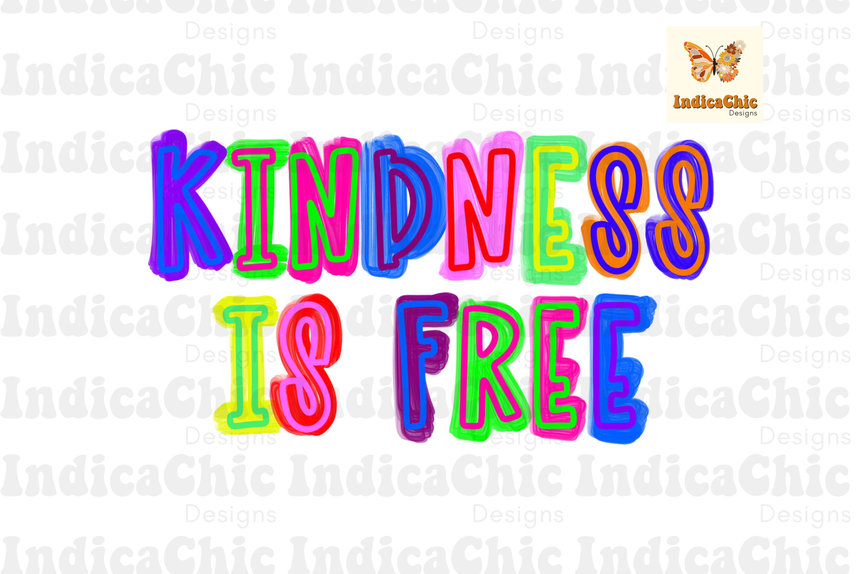 Kindness is Free PNG, Colorful Retro Sublimation, Digital Design - Etsy