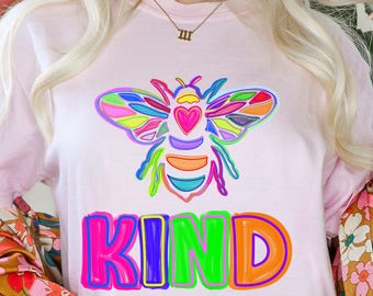 Be Kind PNG, Colorful Retro Sublimation, Digital Design