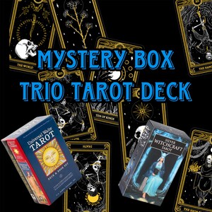 Trio de jeux de cartes Tarot/Oracle Boîte mystère Cartes divinatoires de divination Jeu de sorcellerie Sélection intuitive