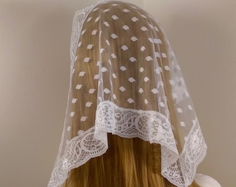 Rebekah Chapel Veil, white triangular, chapel veil/mantilla