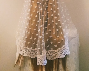 St. Aloysia Veil, half-circle, ivory chapel veil