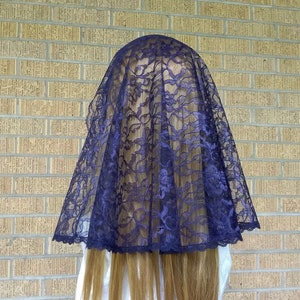 Immaculata Veil, half-circle, navy blue chapel veil
