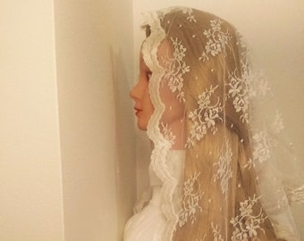 St. Catherine Veil, chapel veil/mantilla, almondine