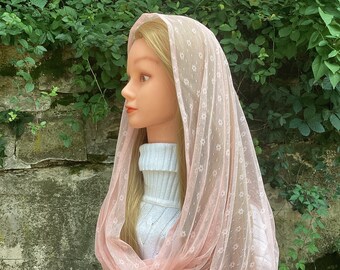 Pink daisy infinity chapel veil