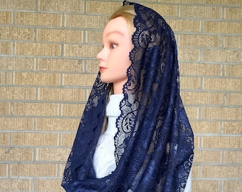 Marian navy blue infinity chapel veil