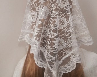 St. Susannah Veil, triangular, chapel veil/mantilla