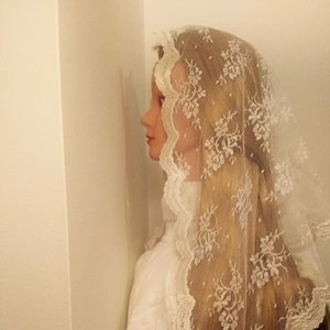 St. Catherine Veil, chapel veil/mantilla, almondine