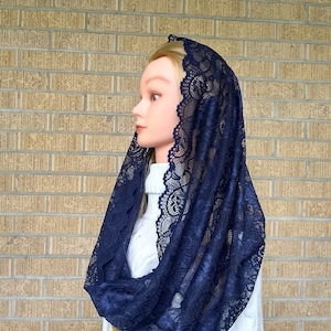 Marian navy blue infinity chapel veil