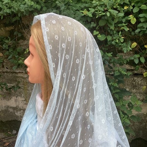 Voile de chapelle à l&#39;infini avec marguerites bleues