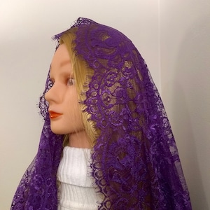 Andrea purple infinity chapel veil, Advent/Lent mantilla