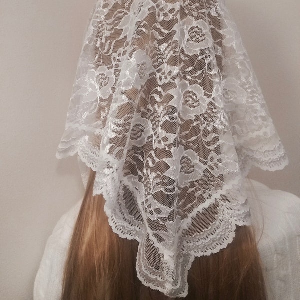 St. Susannah Veil, triangular, chapel veil/mantilla