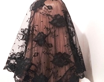 St. Lucy Veil, triangle, black chapel veil