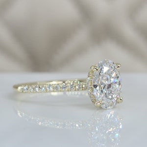 1 Carat Lab Diamond Engagement Ring Hidden Halo 36 Side Diamonds Lab Diamonds Ring.