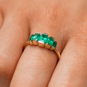 Minimalist Ring Emerald Engagement Ring Gold