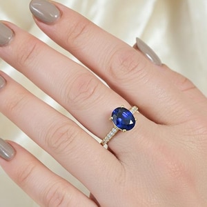 Sapphire Ring, September Birthstone Ring, 14k Gold Blue Gemstone Ring,