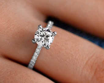 Timeless Elegance 1.5 Ct Round Cut Solitaire Engagement Ring IGI with CVD Lab Diamond