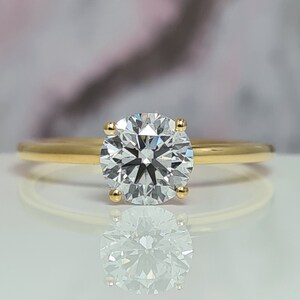 1.5 Carat Ring Real Solitaire Diamond Engagement 7.5 X 7.5 Mm Color D ...