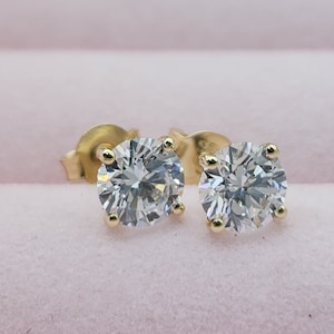 2 Ct Diamond Earrings, 14K Gold Lab Grown Diamond Earrings, Diamond Studs Gift For Her, IGI DIAMOND CERTIFIED