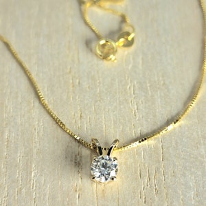 Diamond Neckless 0.75 Carat Diamond Pendant Round Brilliant Cut Solitaire Lab Grown Diamond Pendant Anniversary Dainty Necklace 14k Gold