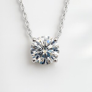 Diamond Necklace Round Cut 1 carat Pendant Lab Grown Diamond E VS1 Quality, Minimalist Anniversary Gift