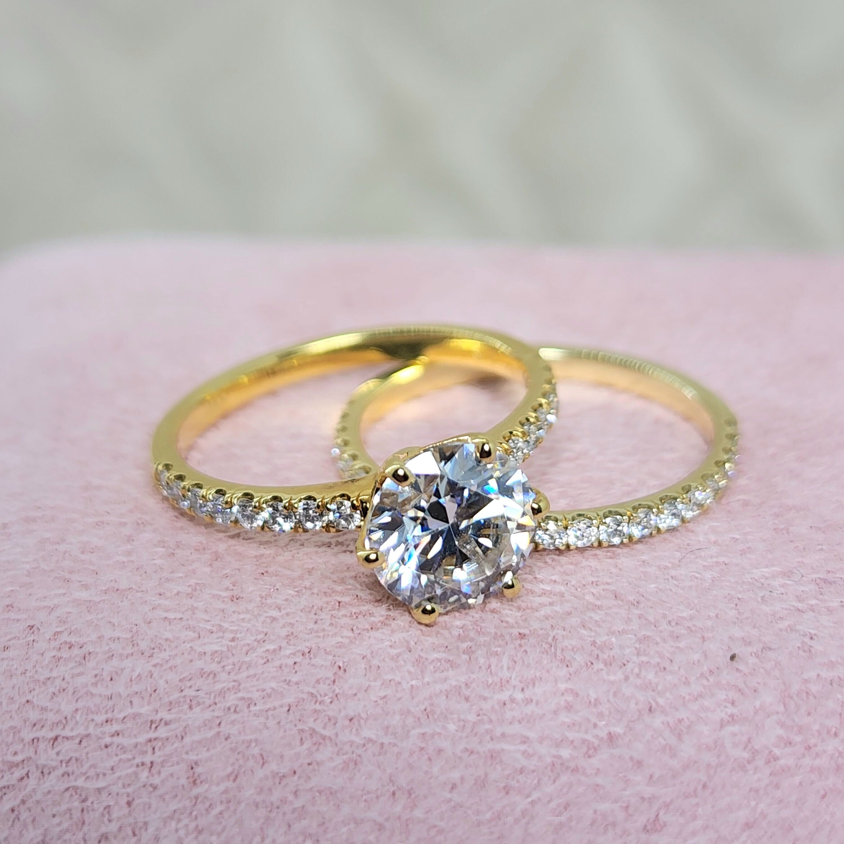 Engagement Ring Set, 1 Carat Diamond Ring, Wedding Diamonds
