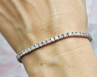2.5 Carat Lab Grown Diamond Tennis Bracelet, 14K White Gold