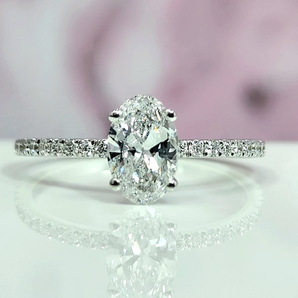 Sparkling 1 Carat Oval Cut Diamond Engagement Ring Avant Garde Lab Grown Diamond Fine Jewelry