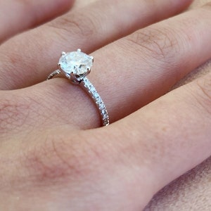 1 Carat Ring Round Cut Lab Created Diamond Ring, Lab Grown Diamond Ring, 14K/18K White Gold  Handmade Ring, Unique 6 Prong Ring